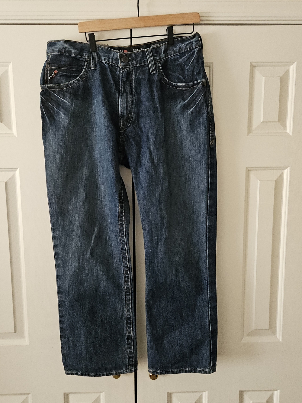NWT, Ariat Work FR Men's 36x30 Flame-Resistant Relaxed Bootcut Jeans Medium Wash